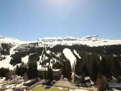 a view of a ski resort with snow covered mountains at Appartement Rénové - 2 Pièces, 6 Pers, Pied des Pistes - Résidence Cassiopée, Flaine Forum - FR-1-687-32 in Arâches-la-Frasse