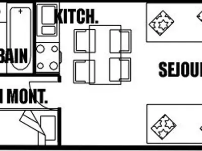 a drawing of a floor plan of a house at Studio 4 pers, lave-vaisselle, proche pistes et commerces, navette gratuite - FR-1-687-47 in Arâches-la-Frasse