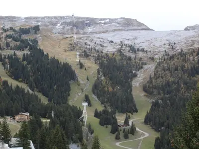 an aerial view of a valley with trees and a mountain at Appartement 2 Pièces 6 Personnes, Balcon, proche Pistes et Commerces, Flaine Forêt - FR-1-687-77 in Arâches-la-Frasse