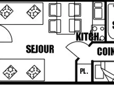 a floor plan of a house with the words senior and comfort at Studio cosy pour 4 personnes - résidence Andromède, Flaine Forêt, proche pistes et commerces - FR-1-687-107 in Arâches-la-Frasse