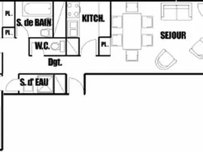 a floor plan of a house with at Flaine, 3 pièces, 8 pers, près des pistes, vue domaine skiable - FR-1-687-83 in Arâches-la-Frasse