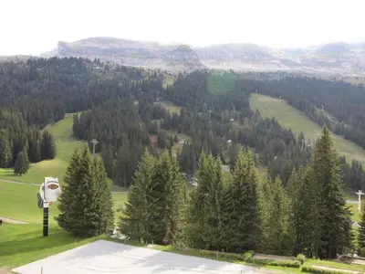 an aerial view of a mountain with trees at Charmant Appartement 2P, 6 Couchages, Pied des Pistes - Résidence Aldebaran, Flaine Forum - FR-1-687-101 in Arâches-la-Frasse