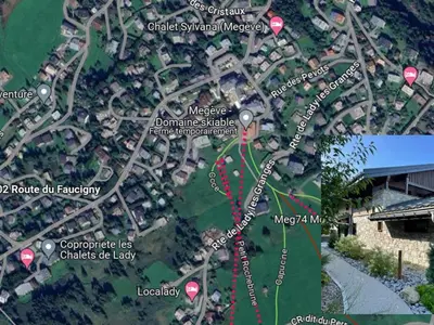 a map showing the approximate location of the crash at Chalet Familial Megève avec Espace Wellness - FR-1-569-56 in Megève