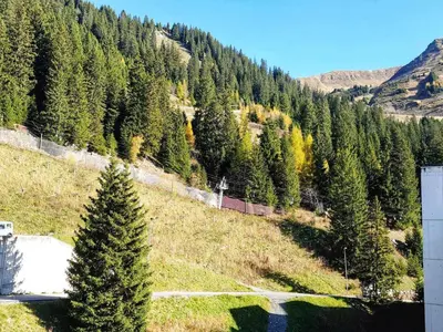 a pine tree on a hill next to a road at Studio 5 pers à Flaine, proche pistes et commerces, animaux admis - FR-1-687-91 in Arâches-la-Frasse