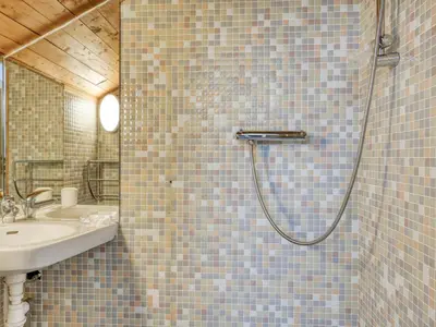 a bathroom with a shower and a sink at Appartement lumineux 2 chambres proche centre, animaux admis, parking, WiFi - FR-1-453-296 in Megève