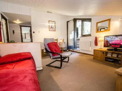 a living room with a couch and a television at Bel appartement 4 pers avec parking et balcon à Chamonix - FR-1-343-214 in Chamonix-Mont-Blanc