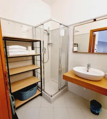 a bathroom with a shower and a sink at ALPES IV - Hyper Centre - Parking - 40m² in Chamonix-Mont-Blanc