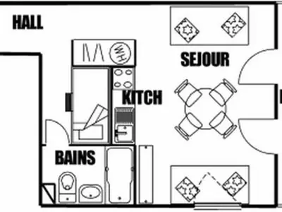 a floor plan of a house with the names at Studio spacieux 5 pers avec parking aux Carroz d'Arâches - FR-1-572-192 in Arâches-la-Frasse