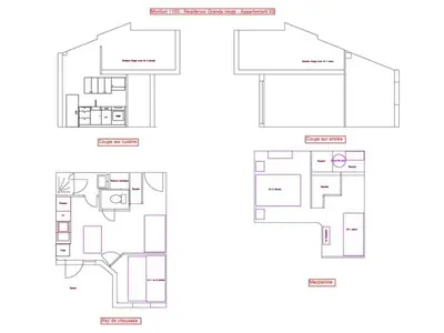 a bedroom with a wooden bed with red sheets at Appartement cosy à Morillon - 6 pers, internet - FR-1-815-90 in Morillon