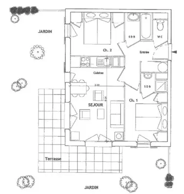a floor plan of a house at Appartement avec piscine & jardin pied de la télécabine in Saint-Gervais-les-Bains