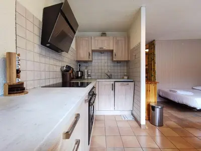 a kitchen with a sink and a counter top at Sun Valley 3 - Vue Mont-Blanc in Chamonix-Mont-Blanc