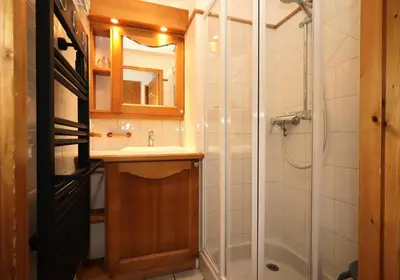 a bathroom with a shower and a sink at Résidence Les Hauts De Chavants - Hauts de chavants Albert 1er n°1 MAE-6254 in Les Houches