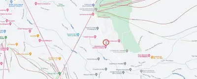 a map with a red marker on it at Mont d'arbois, 3 chambres avec terrasses et sauna dans la résidence in Megève