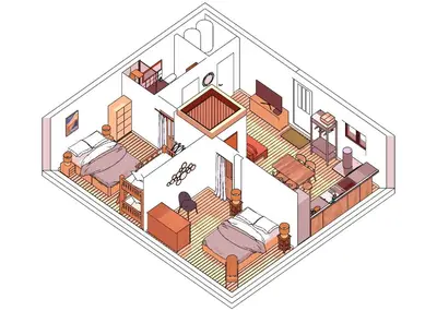 an isometric view of a room at Chalet Les Charmilles - Vallée de Chamonix - 5 chambres in Les Houches