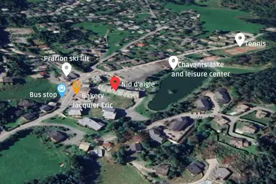 a map of the approximate site of a house at Le Nid d'Aigle - Modern Apartment Next to Ski lift Prarion - By Cozee Rentals in Les Houches