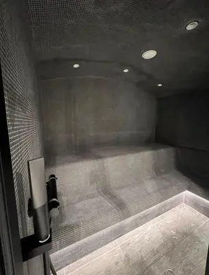 a bathroom with a shower with a tubificialificialificialificialificialificialificialificial at Les Chamois D’Arbois, Mont D’Arbois, Megève in Megève
