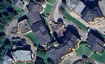 a satellite view of a building with a map at Grand Morillon-309 Appart vue pistes- 5 pers in Morillon