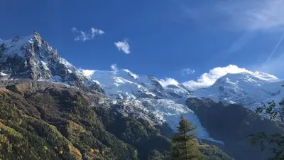 a mountain with snow on top of it at Les Alpins - Centre de Chamonix - Rénové avec Jardin et vue imprenable sur le MontBlanc in Chamonix-Mont-Blanc