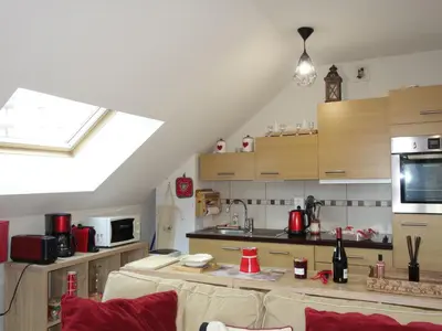 a kitchen with a table in a room at Apartment Le Domaine de Crespin by Interhome in Saint-Gervais-les-Bains