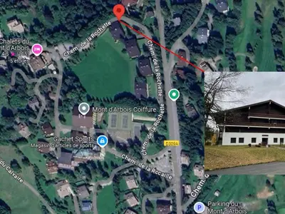 a map of the approximate location of a house at Appartement à Megève, proche ski et golf - FR-1-569-67 in Megève