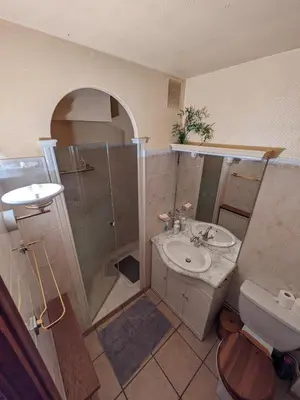 a bathroom with a sink and a shower and a toilet at le jardin de talèfre in Chamonix-Mont-Blanc