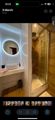 a picture of a bathroom with a shower and a sink at Le Sasha in Chamonix-Mont-Blanc