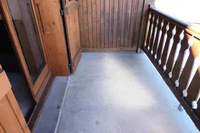 an empty room with a wooden railing and a staircase at Résidence Hameau De Coterat - Hameau de Coterat 11 MAE-2524 in Saint-Gervais-les-Bains