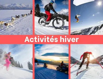 a collage of pictures of people in the snow at Le Mazots, Balcon, Parking, Proche Pistes in Arâches-la-Frasse