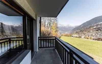 a balcony with a view of the mountains at Résidence Soleil D'arbois - Anemones - Soleil d'Arbois Anémones 507 MAE-7774 in Saint-Gervais-les-Bains