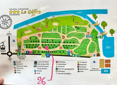 a map of the campus of la ericeira at Bungalow 3 chambres pour 6 pers avec Climatisation Camping 3 etoiles in Samoëns